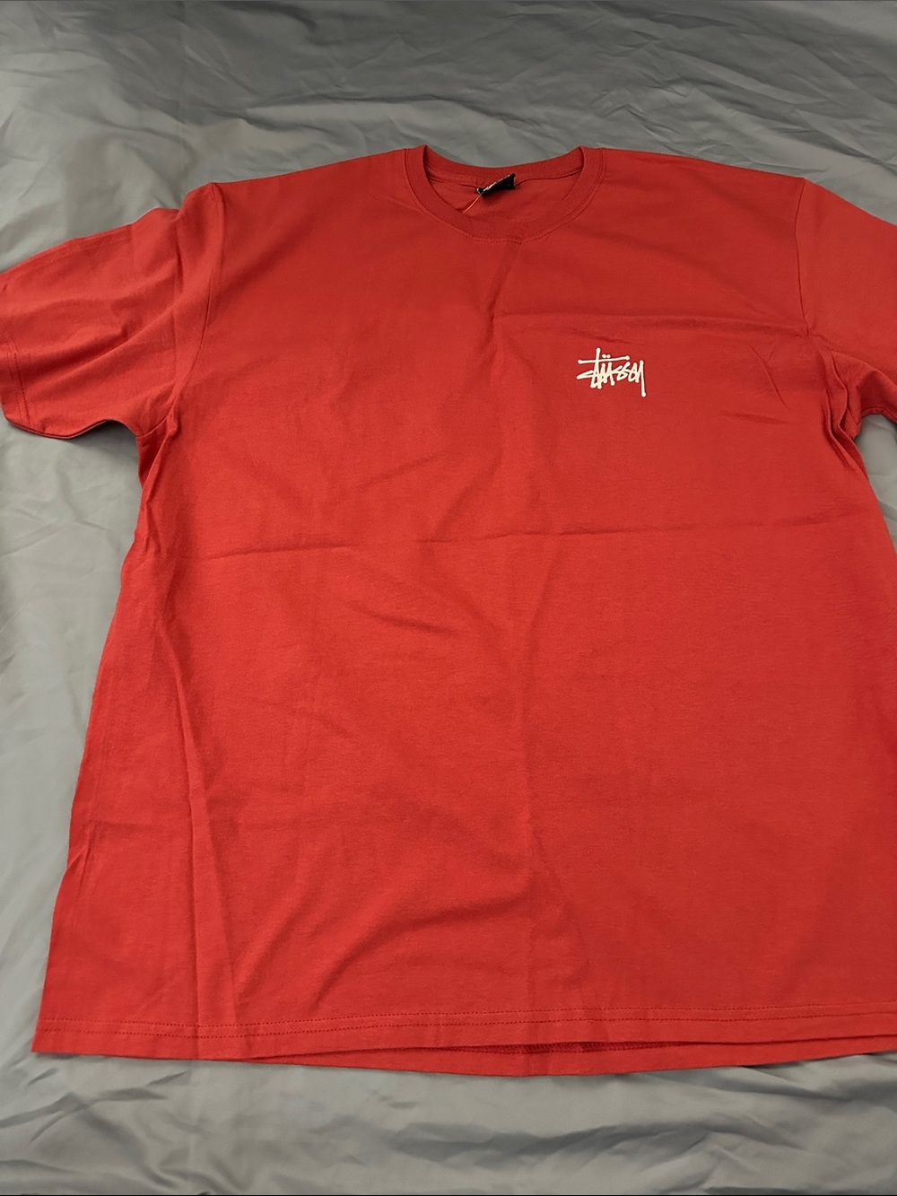 Stussy Red Short Sleeve Tee with White Chest Logo